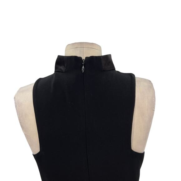 Halston Heritage Draped Neck Satin Gown Dress Midi Sleeveless Black Size 2‎ - Picture 8 of 12